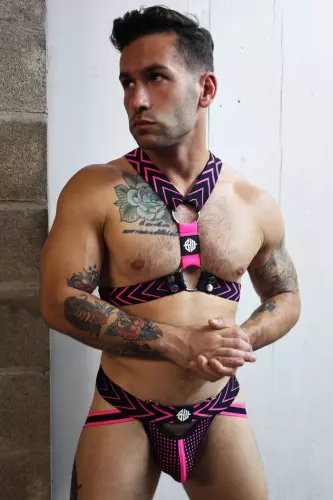 Harness Dickmatized Schwarz-Neon-Rosa – 5/6