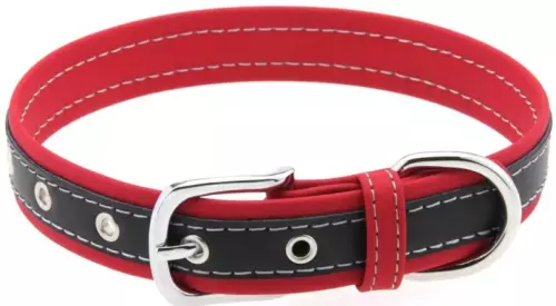 Zweifarbiges Kunstleder-Halsband Contrasted Rot – 1/2