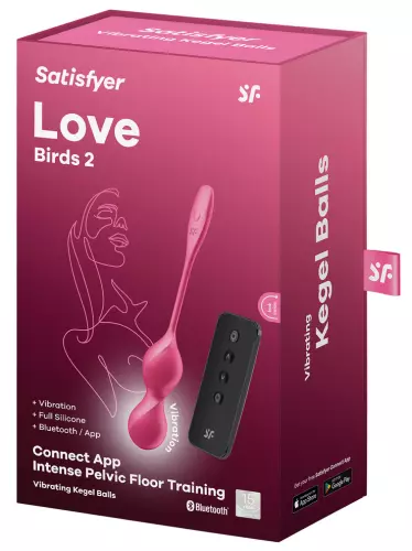 Verbundene vibrierende Liebeskugeln Love Birds 2 9 x 3,3 cm Himbeere – 2/6