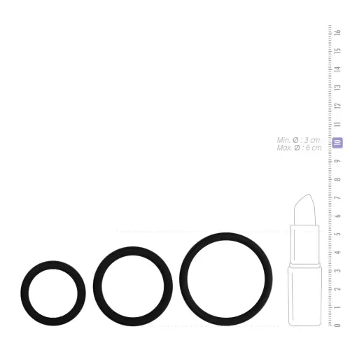 Set 3 Silikon Cockrings Schwarz – 3/9