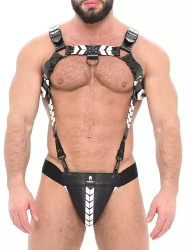 Set Jock und Harness Katerpillar Schwarz-Weiß – 1/3