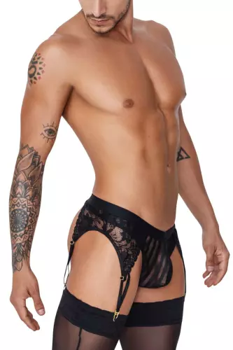 String mit Strumpfhaltern Turan Schwarz – 3/8