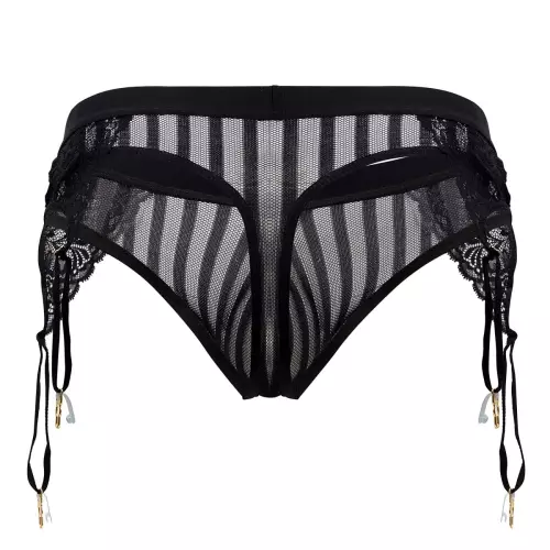 String mit Strumpfhaltern Turan Schwarz – 6/8
