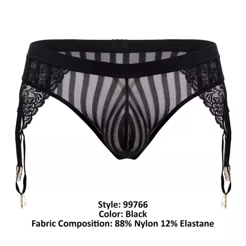 String mit Strumpfhaltern Turan Schwarz – 7/8