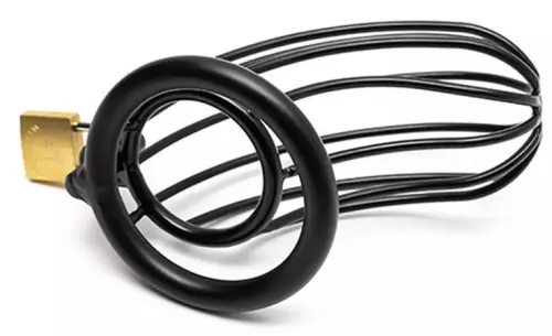 Keuschheitskäfig aus Metall Gitter 12 x 3.5cm Ring 50mm Schwarz – 2/2
