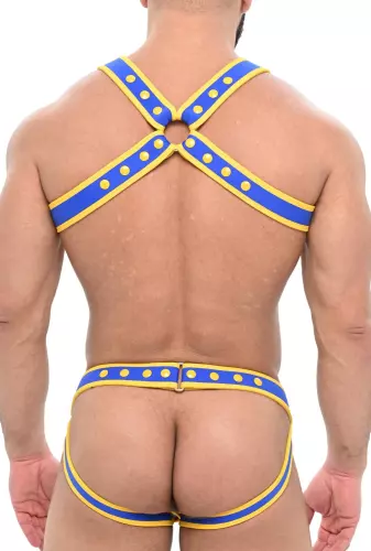 Harness und Jock Set Neopren POSEIDONE Blau-Gelb – 2/2