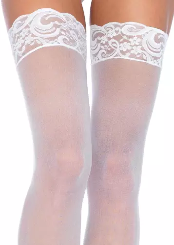 Stockings with lace - White Plus Size – 2/11
