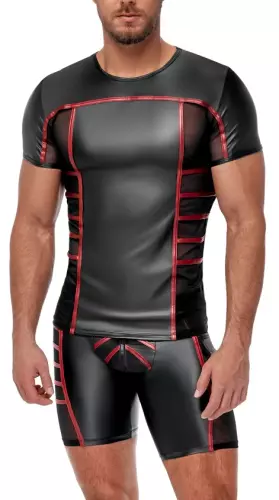 T-Shirt TOP ORMETO Schwarz-Rot – 6/8