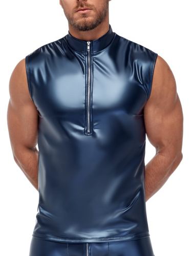Débardeur avec zip Top Andio Bleu métallisé