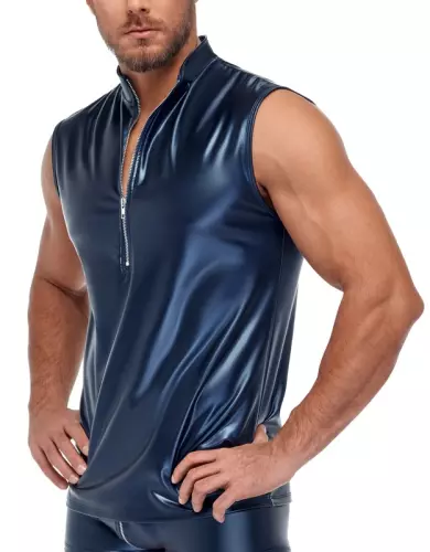 Tanktop mit Reißverschluss Top Andio Metallisch Blau – 5/7