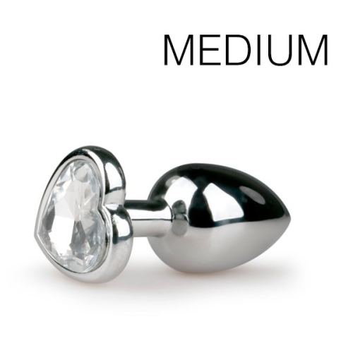 Schmuck-Plug Silber in Herzform - Medium 7.1 x 3.2cm
