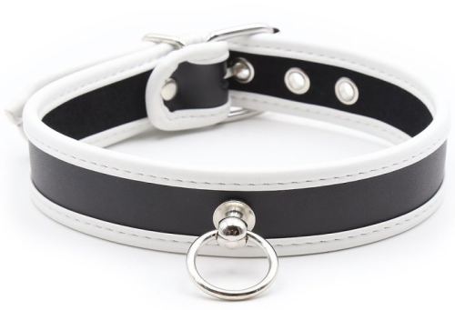 Collier O Ring Simili Noir-Blanc