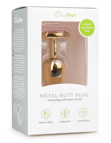 Analplug Schmuckstein Gold Herz - Small 6.3 x 2.6 cm – 2/5
