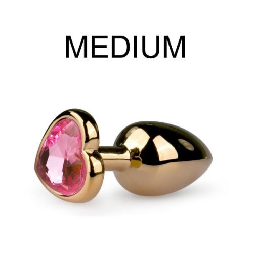Schmuck-Plug Gold in Herzform - Medium 7,1 x 3,2 cm
