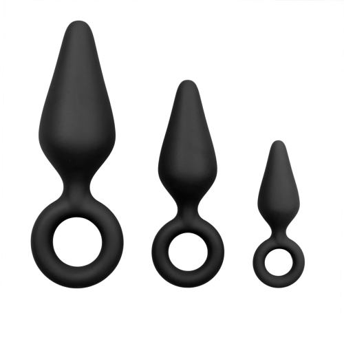 Set von 3 Pointy-Plugs 10 x 4,5 cm Schwarz