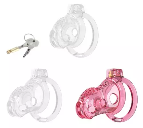 Silikon Keuschheitskäfig LOCK HOLE L 8.5 x 4 cm Rosa – 1/2