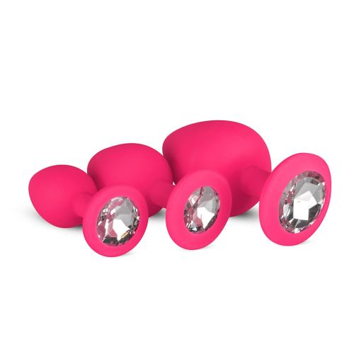 Set von 3 rosafarbenen Schmuck-Plugs Diamond