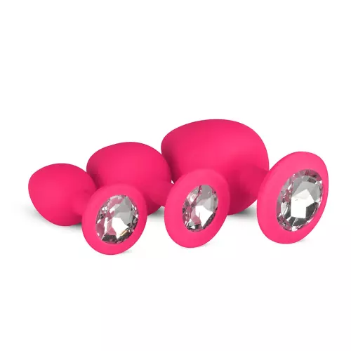 Set von 3 rosafarbenen Schmuck-Plugs Diamond – 1/8