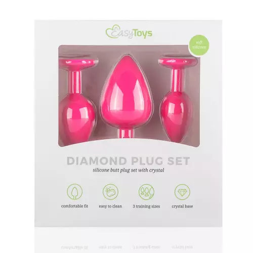 Set von 3 rosafarbenen Schmuck-Plugs Diamond – 2/8