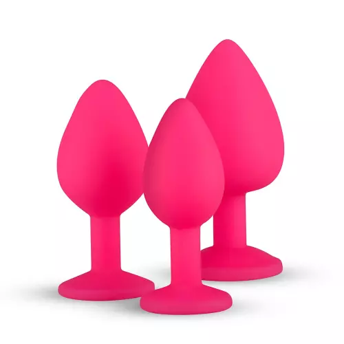 Set von 3 rosafarbenen Schmuck-Plugs Diamond – 5/8