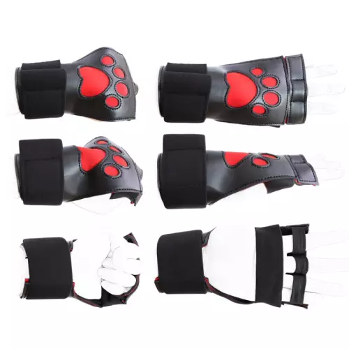 Puppy Dog Paw Handschuhe Schwarz-Rot – 5/7