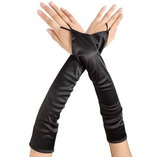 Lange Handschuhe Satin Gloves Schwarz