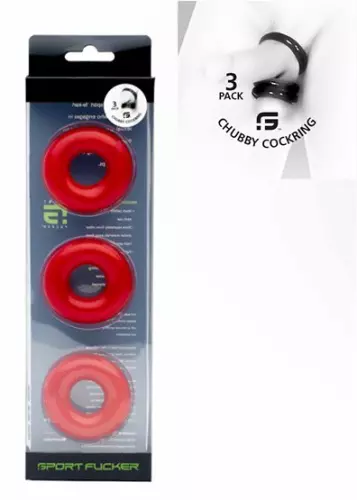 Set von 3 Cockrings Chubby Rot – 2/10