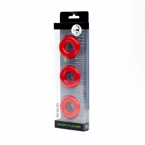 Set von 3 Cockrings Chubby Rot – 3/10