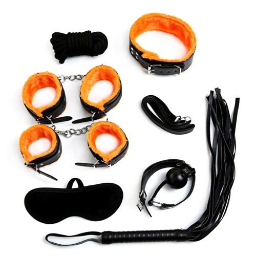 Bondage-Set 7 Teile Schwarz/Orange