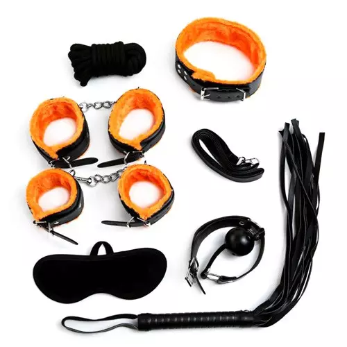 Bondage-Set 7 Teile Schwarz/Orange – 1/8