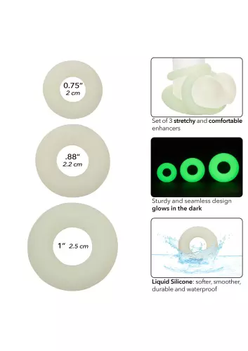 3er-Pack Penisringe Phosphoreszierend ALPHA RING – 5/7