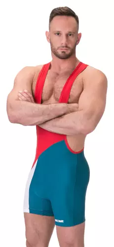 Body Singlet Luckenwalde Rot-Petrolblau – 3/4