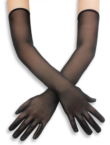 Lange Handschuhe Mesh Gloves 50 cm Schwarz