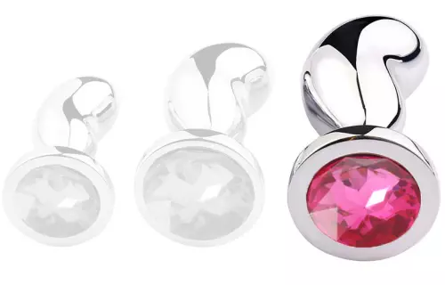 Schmuck-Plug Bean Silver L 9 x 3,5 cm Rosa – 1/3
