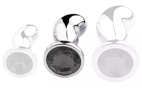 Plug Bijou Bean Silver M 7 x 3cm Schwarz – 1/3