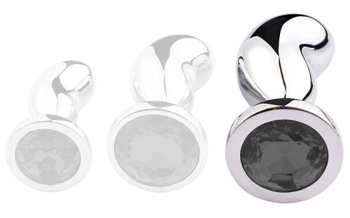 Plug Bijou Bean Silver L 9 x 3.5cm Noir