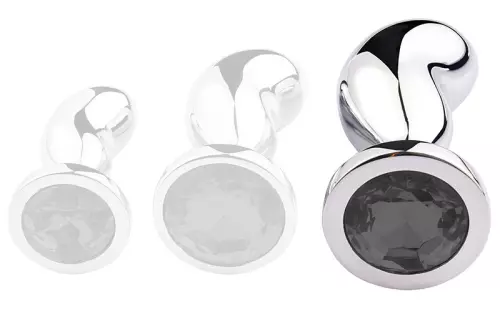 Plug Bijou Bean Silver L 9 x 3.5cm Schwarz – 1/3