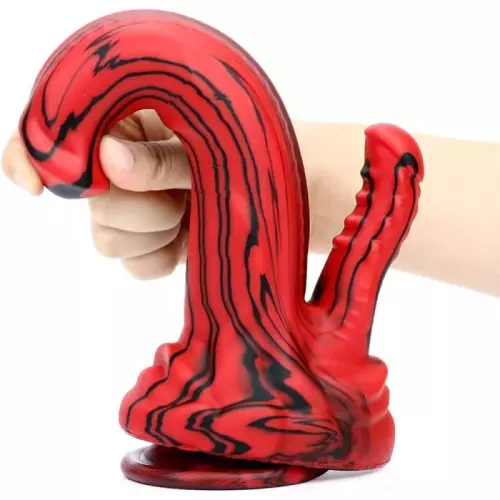 Doppel-Dildo Dobhorse 18 x 7cm Rot und Schwarz – 6/7