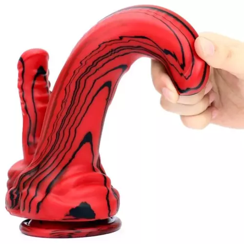 Doppel-Dildo Dobhorse 18 x 7cm Rot und Schwarz – 7/7