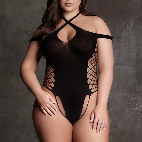 Body String Offen Übergröße Leda Schwarz – 1/10