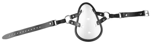 Maske mit Ledriemen "Sniff my ...." Weiß – 6/6