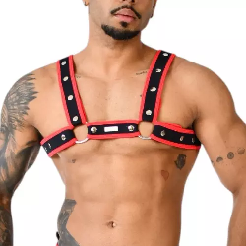 Neopren-Harness Xrub mit Klettverschluss Schwarz-Rot – 1/3