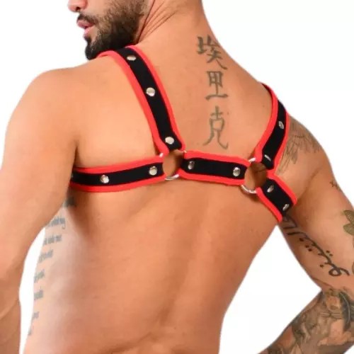 Neopren-Harness Xrub mit Klettverschluss Schwarz-Rot – 2/3