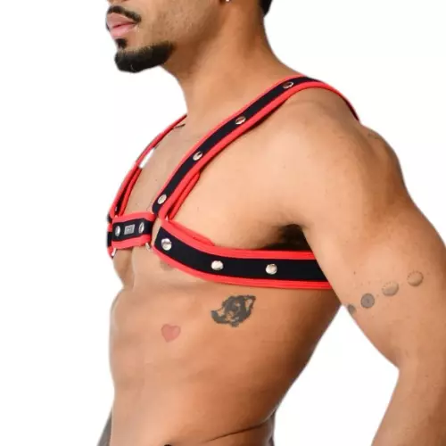 Neopren-Harness Xrub mit Klettverschluss Schwarz-Rot – 3/3