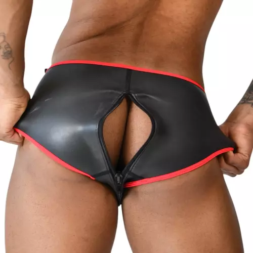 Neopren-Slip Xrub mit Reißverschluss Vorne/Hinten Schwarz-Rot – 3/3