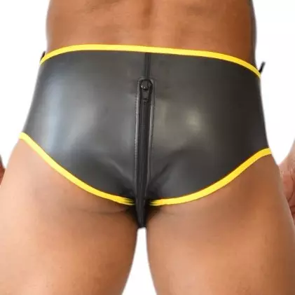 Neopren-Slip Xrub mit Reißverschluss Vorne/Hinten Schwarz-Gelb – 2/3