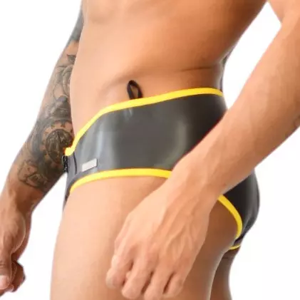 Neopren-Slip Xrub mit Reißverschluss Vorne/Hinten Schwarz-Gelb – 3/3