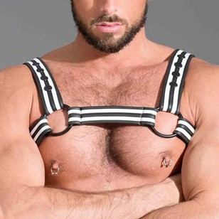 Harness aus Neopren Schwarz-Weiß
