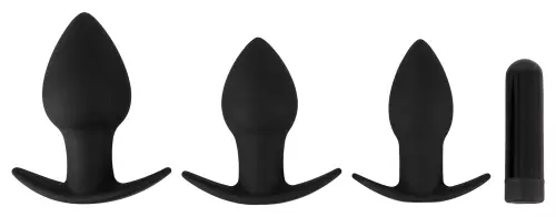 Set aus 3 schwarzen vibrierenden Plugs Silibutt – 1/8