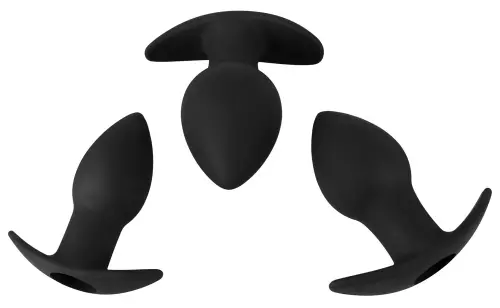Set aus 3 schwarzen vibrierenden Plugs Silibutt – 3/8